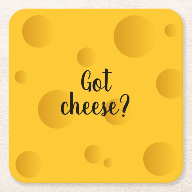 Dessous-de-verre Carré En Papier Drôle jaune suisse fromage carré boisson grillades (Devant)
