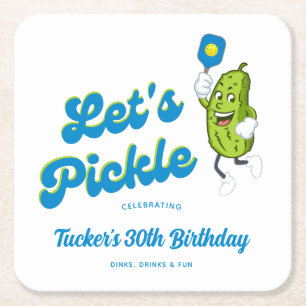 Dessous-de-verre Carré En Papier Drôle Pickleball Jouer Pickleball Texte personnali