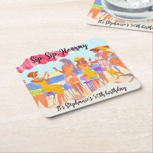 Dessous-de-verre Carré En Papier Drôle Summer Beach Cocktail Femme 50e anniversaire