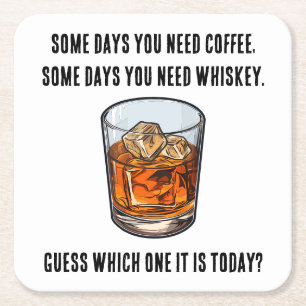 Dessous-de-verre Carré En Papier Drôle Whiskey Tumbler - Café ou Whiskey?