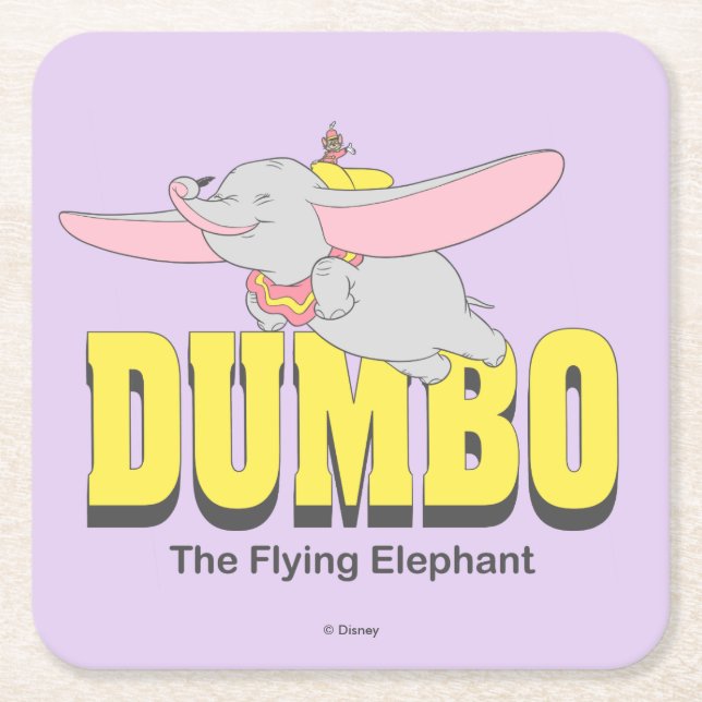 Dessous-de-verre Carré En Papier Dumbo l'éléphant volant (Devant)