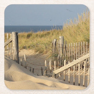 Dessous-de-verre Carré En Papier Dunes de sable et barrière de plage