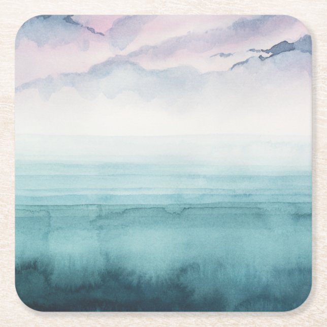 Dessous-de-verre Carré En Papier Dusk on the Bay - Aquarelle (Devant)