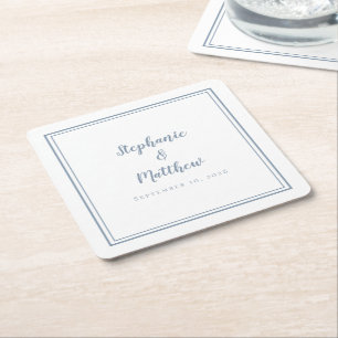 Dessous-de-verre Carré En Papier Dusty Blue Mariage Simple moderne minimaliste Part
