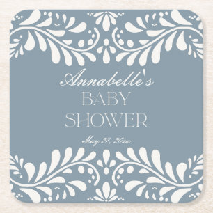 Dessous-de-verre Carré En Papier Dusty Blue Talavera Espagne Fiesta Boy Baby shower