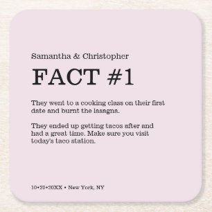 Dessous-de-verre Carré En Papier Dusty Rose Mariage Fun Fact personnalisé 