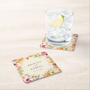 Dessous-de-verre Carré En Papier Eau Jardin Mariage Floral