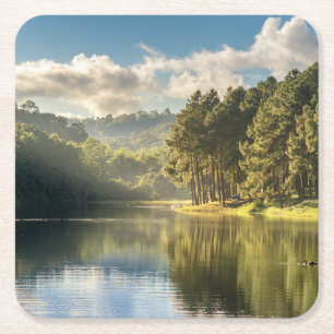 Dessous-de-verre Carré En Papier Eau   Pang Oung Lake & Pine Forest Thaïlande