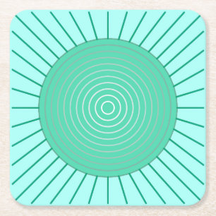 Dessous-de-verre Carré En Papier Éclat de soleil géométrique moderne - Aqua et vert