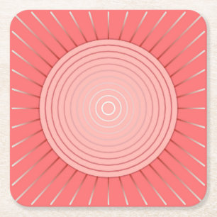 Dessous-de-verre Carré En Papier Éclat de soleil géométrique moderne - Rose corail