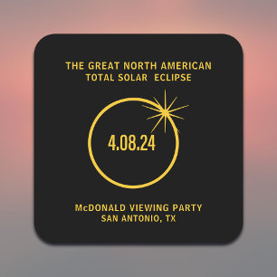 Dessous-de-verre Carré En Papier Éclipse solaire totale en Amérique du Nord 04.08.2