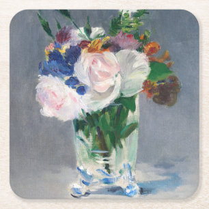 Dessous-de-verre Carré En Papier Edouard Manet - Fleurs dans un Vase de Cristal