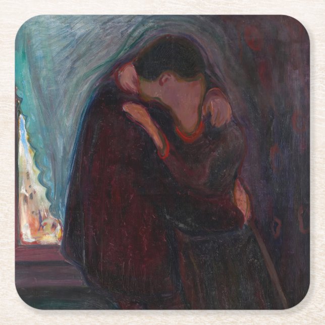 Dessous-de-verre Carré En Papier Edvard Munch - Le baiser (Devant)