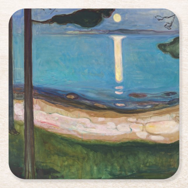 Dessous-de-verre Carré En Papier Edvard Munch - Lune (Devant)