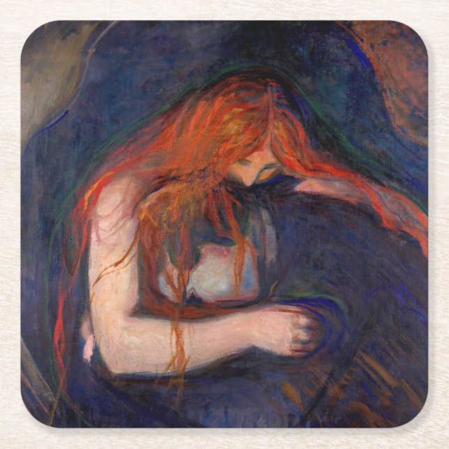 Dessous-de-verre Carré En Papier Edvard Munch - Vampire / Amour et douleur (Devant)
