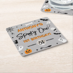 Dessous-de-verre Carré En Papier ÉFFRAYANT ! Fête du 1er anniversaire d'Halloween