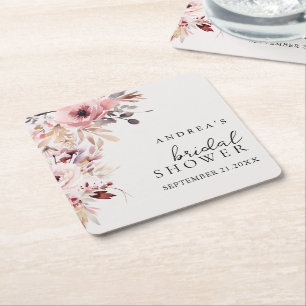 Dessous-de-verre Carré En Papier Élégant Baby Shower Floral Aquarelle Bohème