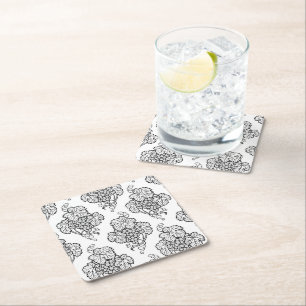 Dessous-de-verre Carré En Papier Elegant Black White Grape Bunches Wine Fruit Lover