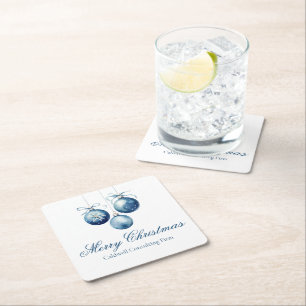 Dessous-de-verre Carré En Papier Elégant Bleu Ornements de Noël Société Fête