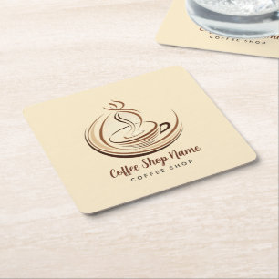 Dessous-de-verre Carré En Papier Élégant café Brown espresso logo d'entreprise