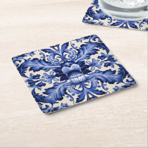 Dessous-de-verre Carré En Papier Élégant Chic Delware Blue Flower