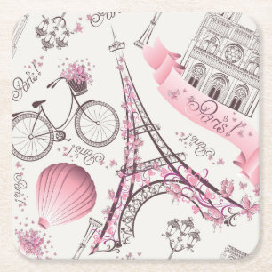 Dessous-de-verre Carré En Papier Elégant croquis de mode Paris France