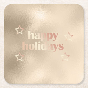 Dessous-de-verre Carré En Papier Élégant cuivre rose or Joyeux vacances Noël