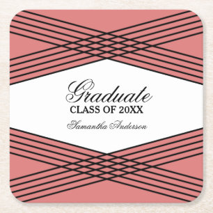 Dessous-de-verre Carré En Papier Élégant Dessous de verre de graduation rouge déco
