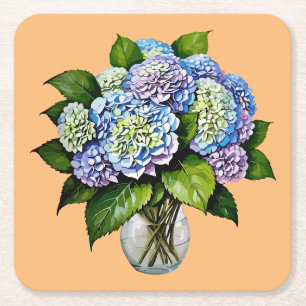 Dessous-de-verre Carré En Papier Élégant Dessous de verre de papier à fleurs Blue H