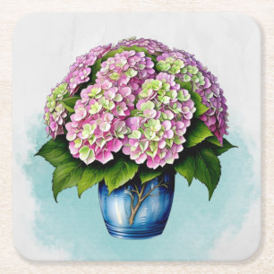 Dessous-de-verre Carré En Papier Élégant Dessous de verre de papier à fleurs rose H