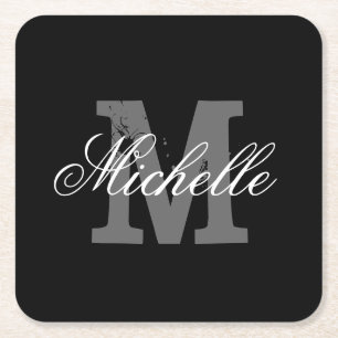Dessous-de-verre Carré En Papier Élégant dessous de verre de papier monogramme pe