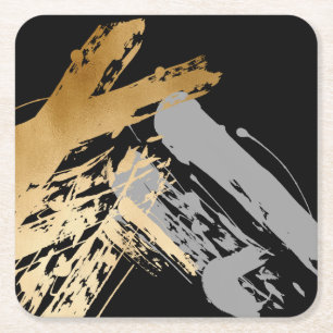 Dessous-de-verre Carré En Papier élégant faux or et gris bracelet