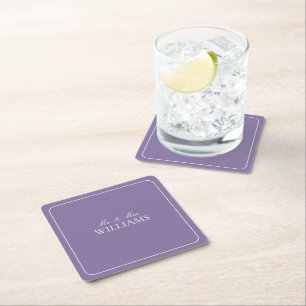 Dessous-de-verre Carré En Papier Élégant Lavender Lavender Classic Script Mariage