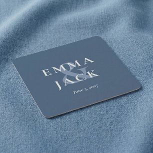 Dessous-de-verre Carré En Papier Élégant Mariage ampersand minimaliste bleu