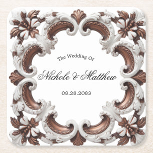 Dessous-de-verre Carré En Papier Élégant Mariage baroque