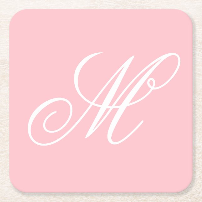 Dessous-de-verre Carré En Papier Élégant Monogramme rose initial (Devant)
