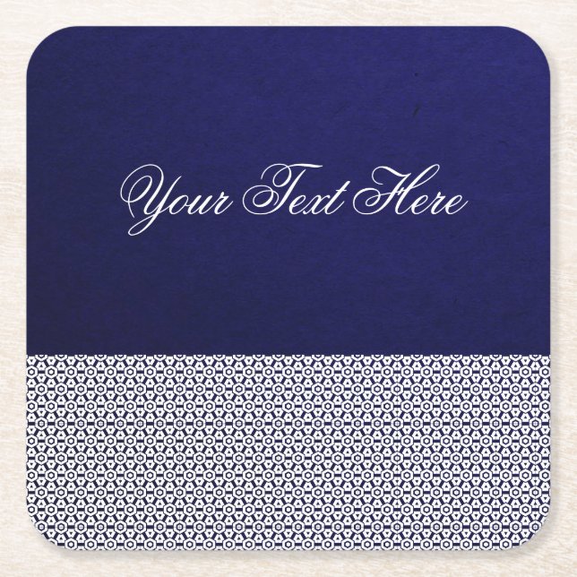 Dessous-de-verre Carré En Papier Elégant personnalisation marine bleu blanc ornemen (Devant)