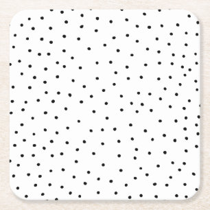 Dessous-de-verre Carré En Papier Elégant pois simple noir blanc aquarelle