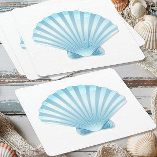 Dessous-de-verre Carré En Papier Elégant Seashell Beach Blue Mariage nautique