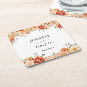 Dessous-de-verre Carré En Papier Élégant sous-plat en papier floral pour mariage