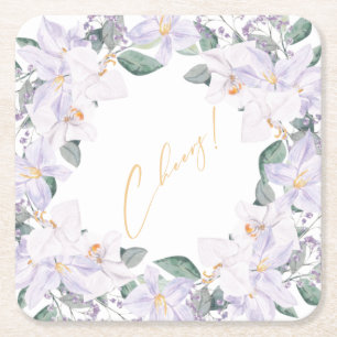 Dessous-de-verre Carré En Papier Elégant violet & verdure Aquarelle Cheers!