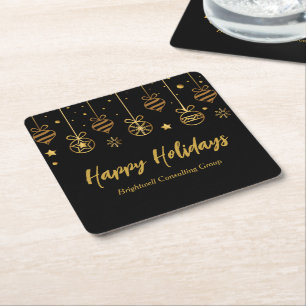 Dessous-de-verre Carré En Papier Elégante Black Gold Custom Business Fête de vacanc