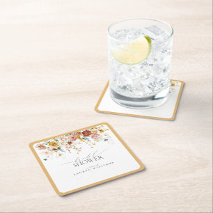 Dessous-de-verre Carré En Papier Elégante Fête des mariées d'aquarelle Fleur sauvag