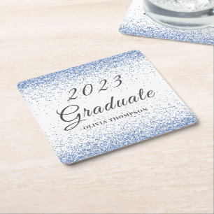 Dessous-de-verre Carré En Papier Élégante Parties scintillant Bleue de Graduation 2