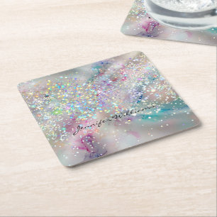 Dessous-de-verre Carré En Papier Élégante Parties scintillant holographique Pastel