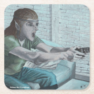 Dessous-de-verre Carré En Papier Elf Video Gamer Jouer Jeu Imaginaire Dessous de ve