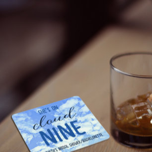 Dessous-de-verre Carré En Papier Elle est au septième ciel ! Enterrement de vie de
