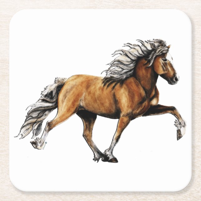 Dessous-de-verre Carré En Papier Elska Beau cheval islandais (Devant)