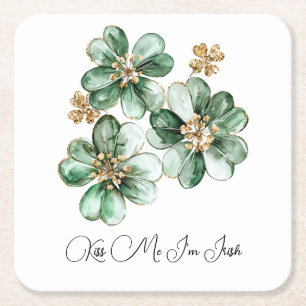 Dessous-de-verre Carré En Papier Embrassez-moi, je suis irlandais Vert Or St. Patri