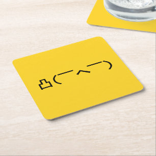 Dessous-de-verre Carré En Papier Emoticône du doigt moyen en colère Kaomoji japonai